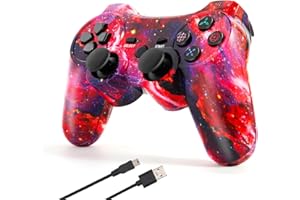 CITNH wireless controller for ps3， 6-Axis High-Performance Motion Sense Dual Vibration Upgraded Gaming Controller，Perfectly adapted to ps3 and computer pc (cosmic red)