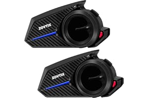 ZOVTIX Motorcycle Helmet Headset, 8 Riders Intercom Headset Communication System Speakers with Music Sharing/HiFi Sound/3 EQ Music Modes/DSP&CVC Noise Cancellation/IP67/FM Radio/Wake up Siri (2 Pack)