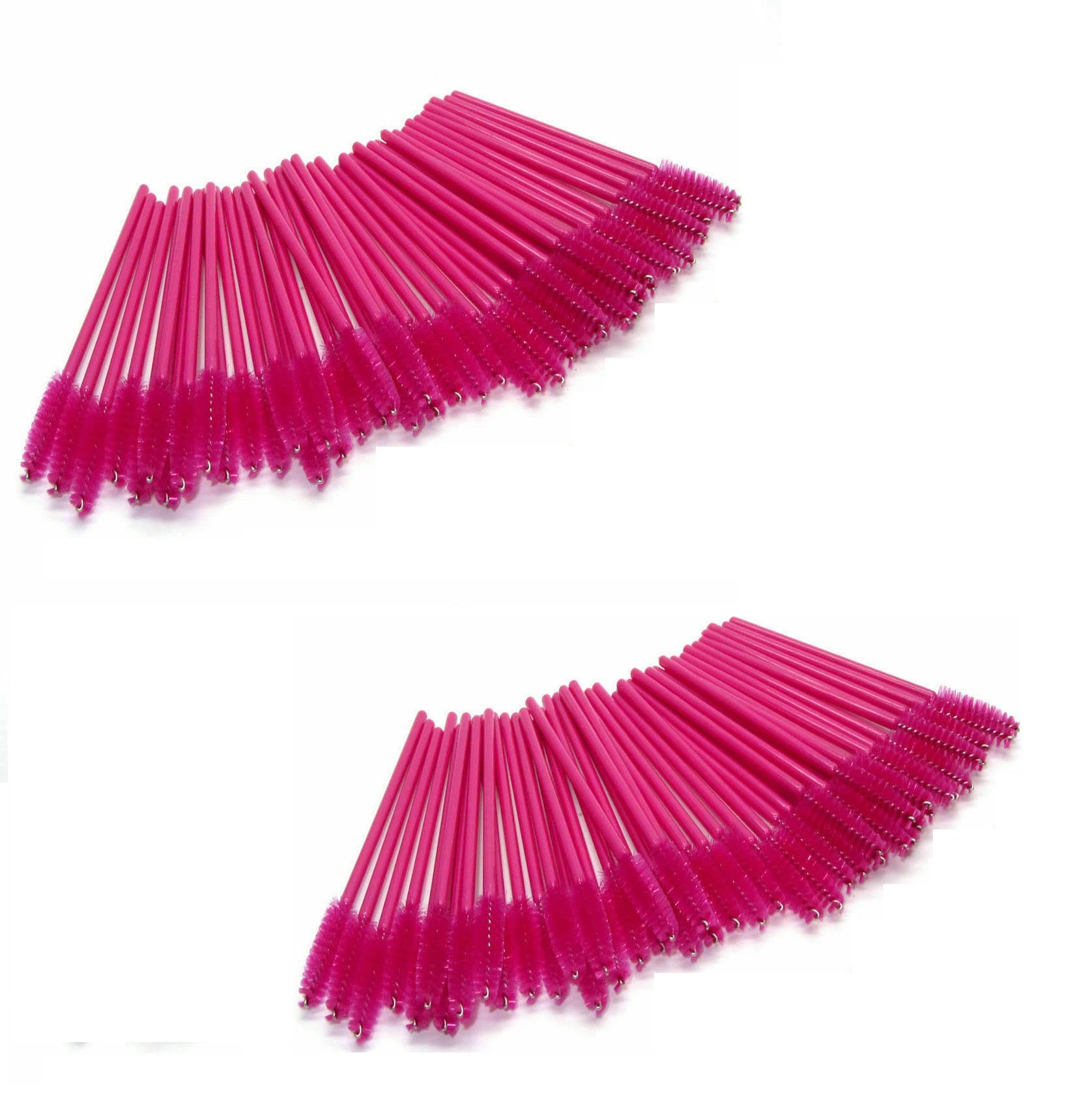 Mascara Wands Bulk Disposable Eyelash Eye Brow Brushes Applicator Spoolie Applicator Lash Extensions Makeup Black Silver Pink Red Tool Set (FULL PINK, 200)
