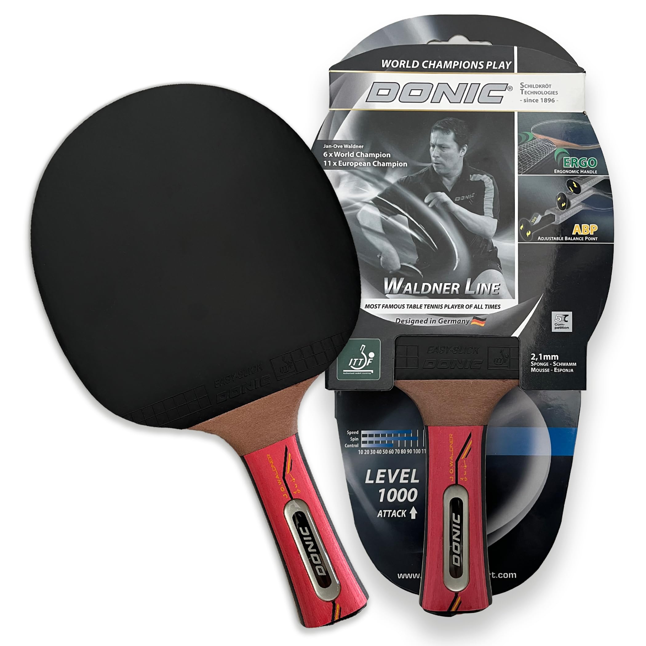 Donic-Schildkröt Waldner 600 Set Tennistavolo: Raccheta Con Impugnatura PLS, 3 Palline E Custodia, Ideale Per Principianti E Giocatori Intermedi - 2