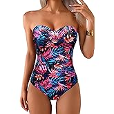 Daci Womens One Piece Swimsuit Tummy Control- Moderate Coverage Bathing Suit 2025 Bandeau Strapless Swimwear