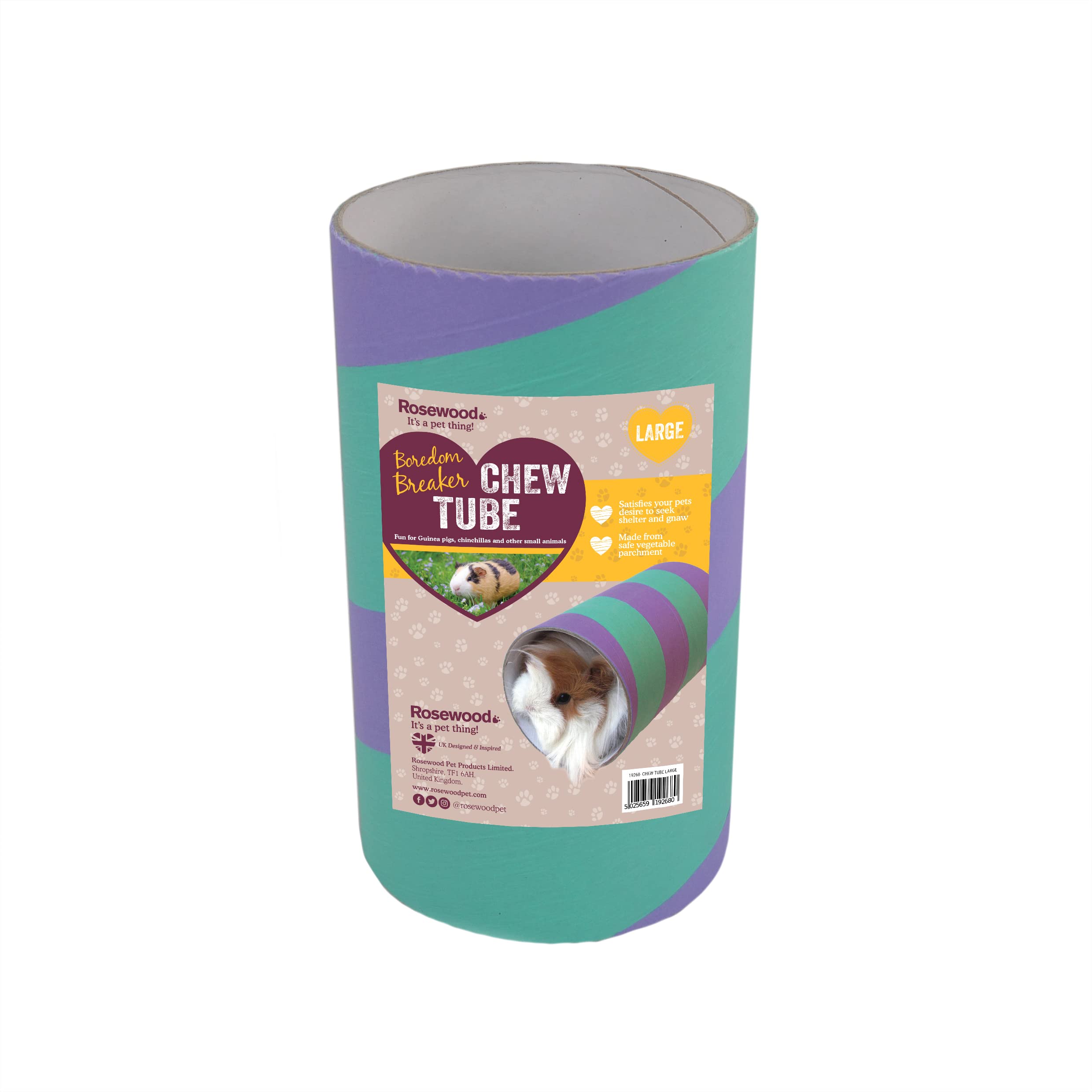 Rosewood Boredom Breaker Medium Chew Tube for Small Animals - Made from Pet-Safe Vegetable Parchment, Shelter and Gnaw for Small Animals Including Rats and Degus