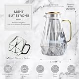DUJUST Black Diamond Glass Pitcher 1.8L with Lid - Borosilicate Carafe view 5