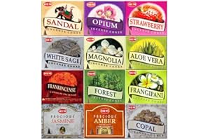 Hem Assorted Incense Cones – 12 Boxes, 10 Cones Each | Natural Fragrance for Home, Meditation & Relaxation | Odor Eliminator & Air Freshener | Handcrafted & Long-Lasting