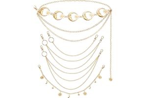 Jadive 5 Pieces Chain Belt Jeans Pants Pocket Waist Multi-Layer Hip Hop Metal Wallet Chain for Men Women