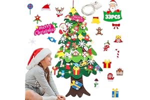 Ensemble de sapin de Noël lumineux en feutre avec ornements pour enfants, mon premier sapin de Noël pour tout-petits, cadeaux