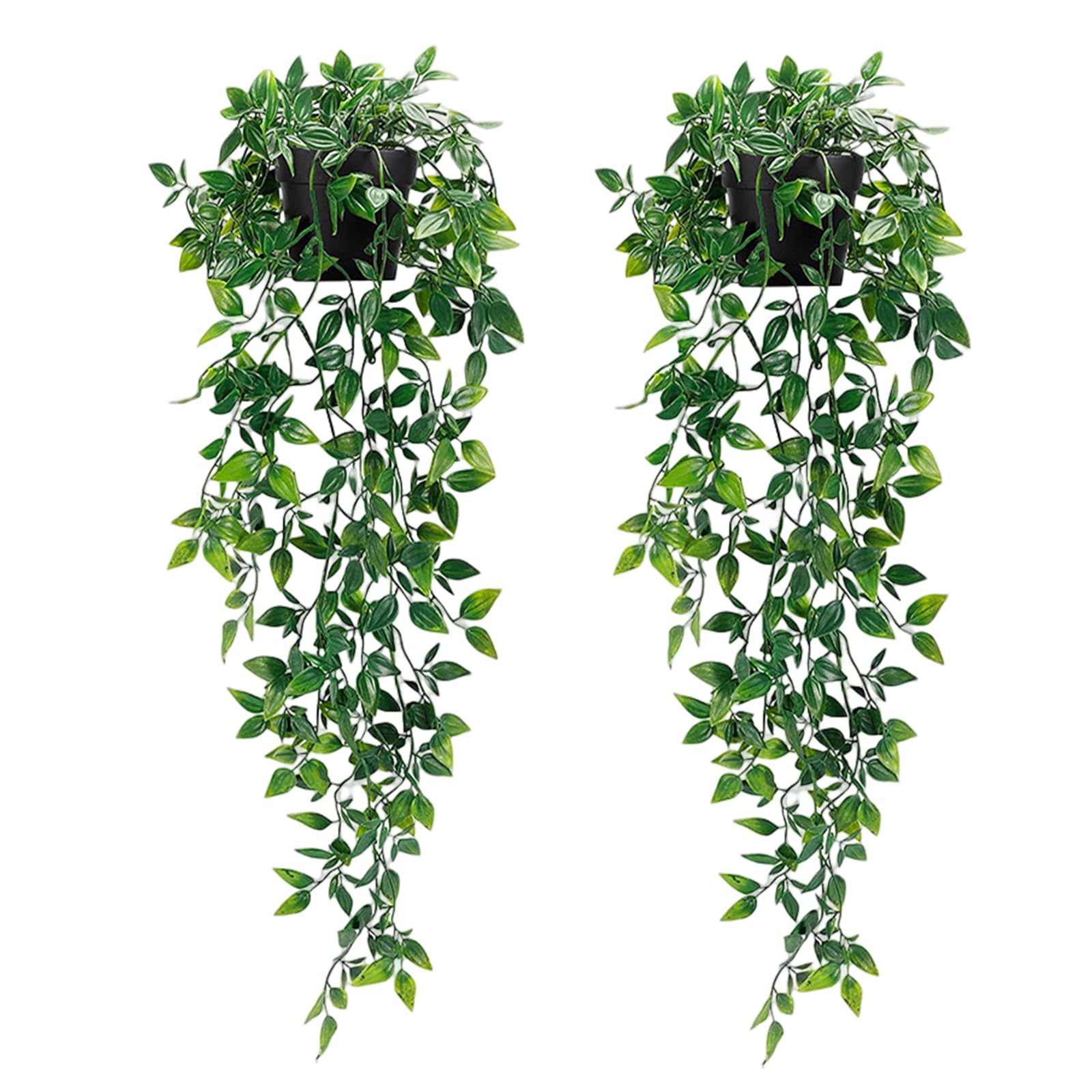 ToKinCen 2Pcs Artificial Hanging Plants Fake Potted Plants, Greenery Faux Plants Artificial Ivy in Pot for Indoor Outdoor Home Patio Garden Office Wedding Shelf Wall Decor