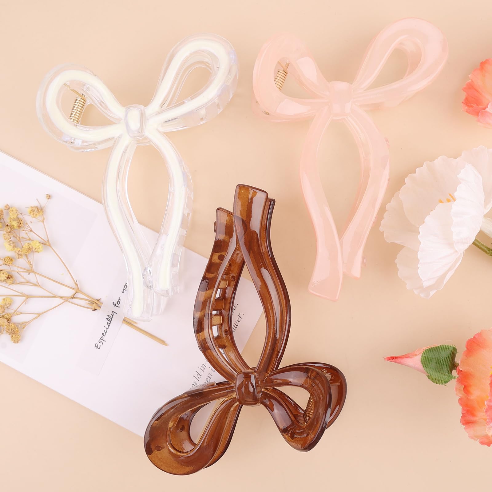 Photo 1 of 3 Pcs Bow Hair Clips Elegant Hair Claw Butterfly Hair Accessories for Girls Nonslip Butterfly Clips Hair Styling Accessories for Women