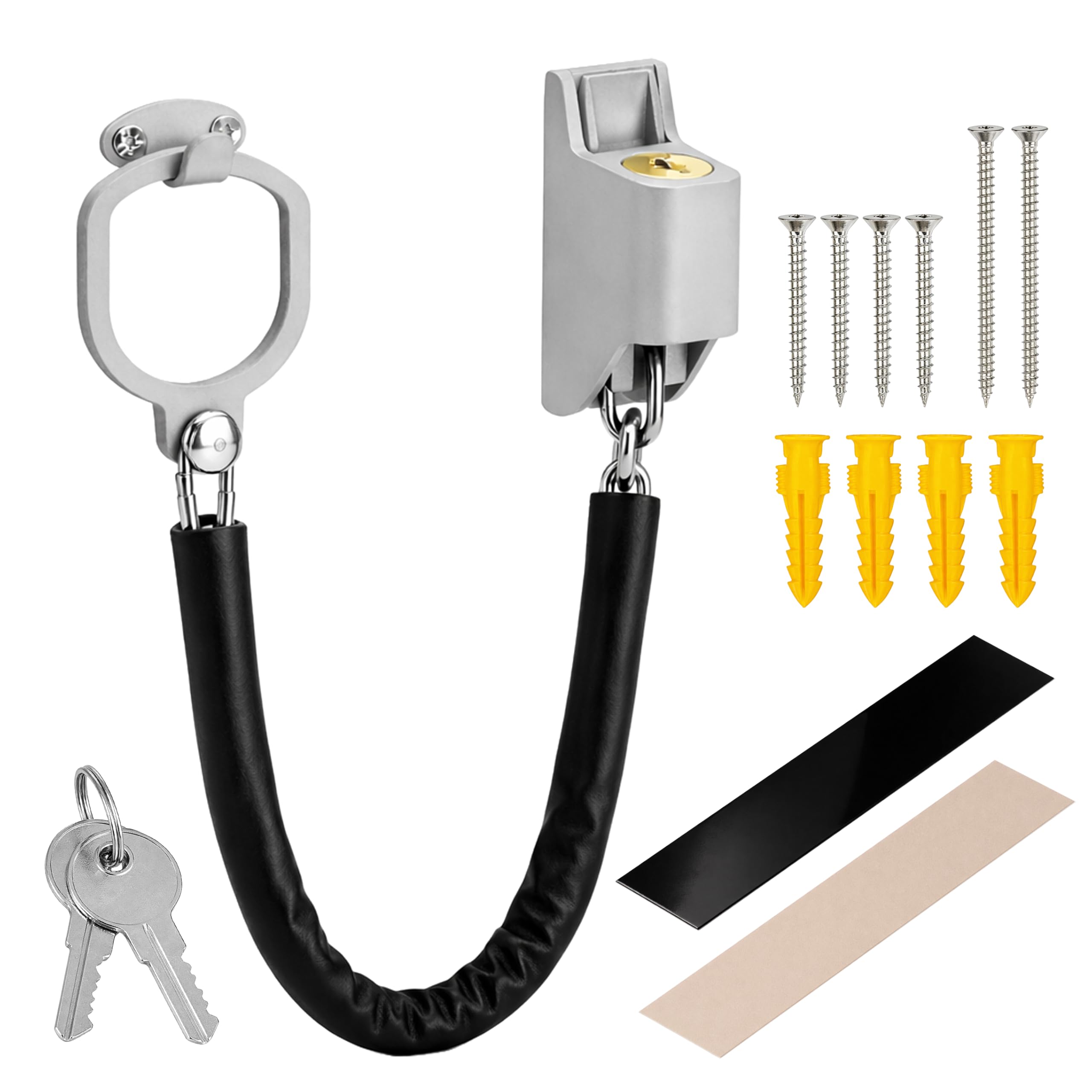 ONVAYA® door handle chain with scratch protection | door chain | security chain | door safety | WITHOUT drilling the door