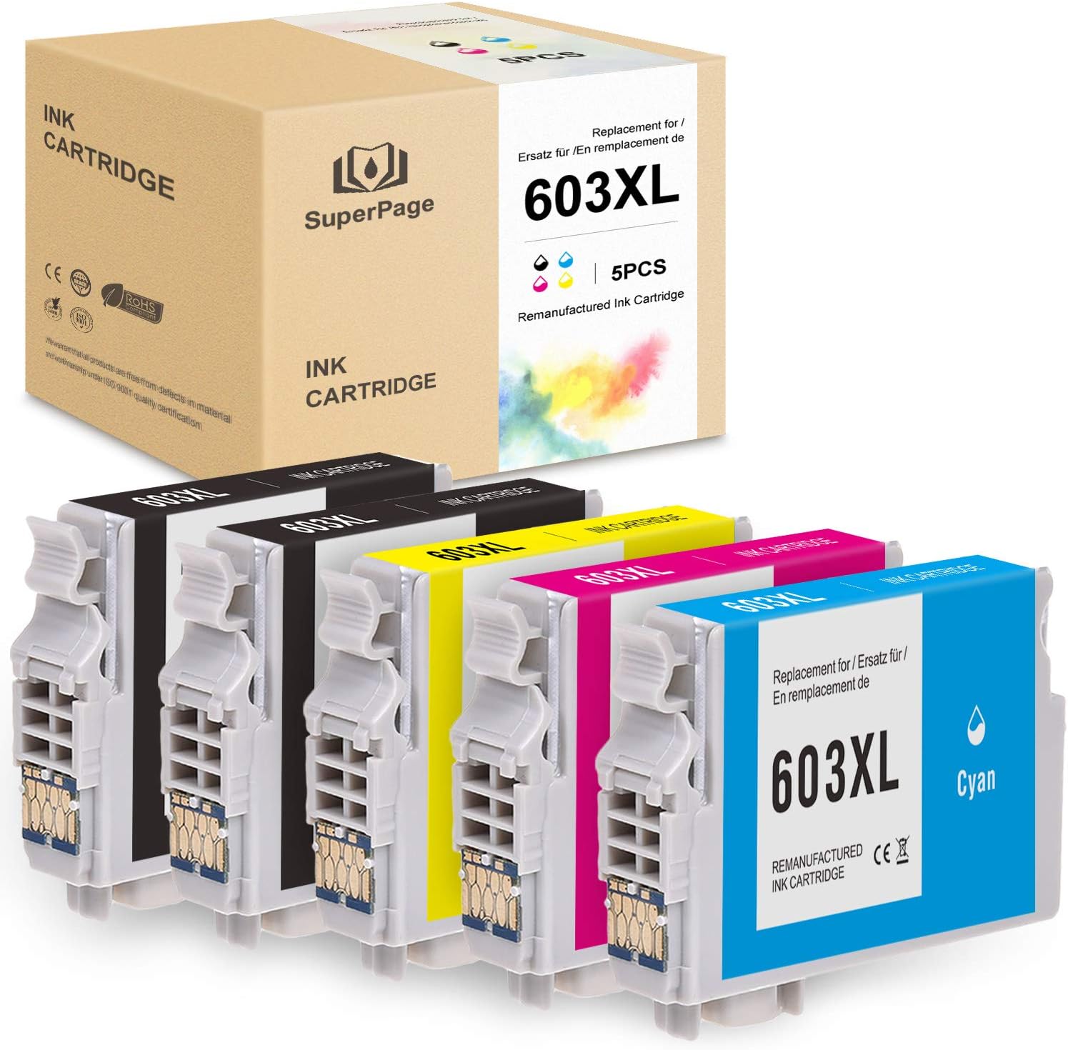 Bureau Cartouche 5 Superpage Compatible pour Epson 603XL 603 XL Cartouches d'encre pour