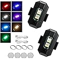 Dickno 2PCS Mini LED Strobe Light, 7 Color Rechargeable Aircraft Drone Flashing Light, Night Anti-Collision Warning Flying Signal Safety Strobe Light for Car Motorcycle Bike