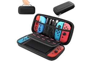 BOOGIIO Nintendo Switch Carrying Case, Hard Shell Travel Carrying Box Case for Nintendo Switch with 10 Game Cards Holders, Portable Pouch for Nintendo Switch Console & Accessories -Black