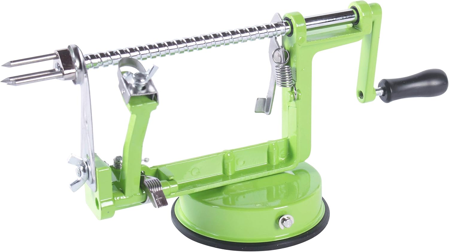 Apple Spiral Peeler Slicer Corer,Slinky Machine Durable Heavy Duty Die Table Top Twisted Fruit Vegetable French Fry Cutter Potato Peeler Stainless Steel Blades Hand-cranking with Suction Base(Green)