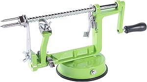 Apple Spiral Peeler Slicer Corer,Slinky Machine Durable Heavy Duty Die Table Top Twisted Fruit Vegetable French Fry Cutter Potato Peeler Stainless Steel Blades Hand-cranking with Suction Base(Green)
