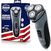 Barbasol Rotary Shaver, Rechargeable Electric Rotary Shaver with Stainless Steel Blades, Pop-Up Trimmer, Wireless Cordless Electric Razor, Close Shave, Full 8 Hour Charge Provides 45 Minute Run-Time