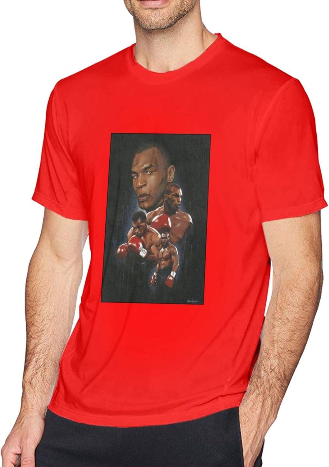 Men All-Match Fashion Essential Mike Tyson T-Shirt(Red) | Amazon.com