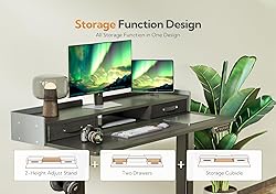 Claiks Standing Desk with Drawers, Stand Up