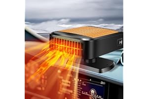 QEPJO Portable Car Heater & Defroster 12V Car Heaters for Vehicle – 200W Fast Heating & Cooling Fan with 360° Rotatable Base Plug In Windshield Defogger for Car,Truck,SUV,RV | Auto Heater for Winter Driving