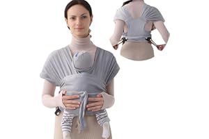 Flwrgirl Baby Wraps Carrier Sling,Adjustable Baby Carrier Newborn to Toddler,Easy to Wear T-Shirt Style Baby Wrap for Dad and Mom(Seasonal,Gray)