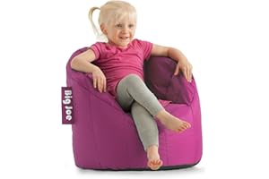 Big Joe Milano Child-Sized Bean Bag Chair for Kids Bedroom and Reading Nook, Pink Passion, Durable Easy-Clean Polyester Nylon Blend, Refillable