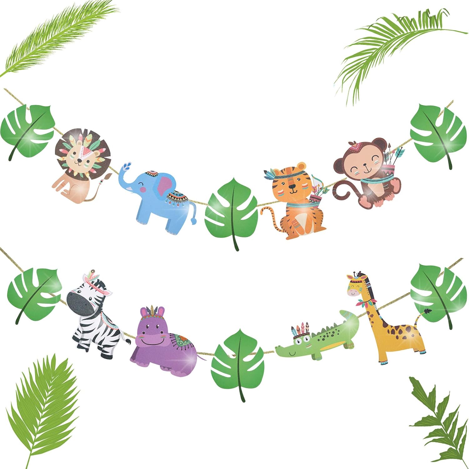 Jungle Animals Banner,Zoo Party Banner for Forest Theme Birthday Party,Jungle Safari Animal Garland for Zoo Themed Baby Shower Wild One Party Welcome Sign 1st Birthday Festival Party