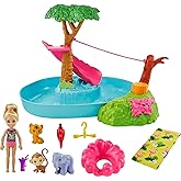 Barbie and Chelsea The Lost Birthday Splashtastic Pool Surprise Playset with Chelsea Doll (6-in), 3 Baby Animals, Slide, Zipline &amp; Accessories, Gift for 3 to 7 Year Olds