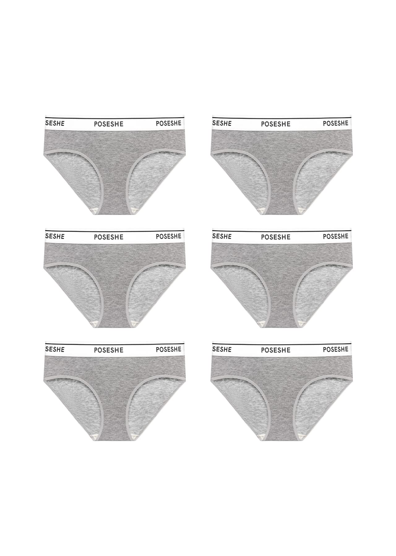 Photo 1 of POSESHE Women's Micro-Modal Brief Underwear, Bikini Panties For Women Pack, Available in Plus Size Grey 6 Pack, 4X