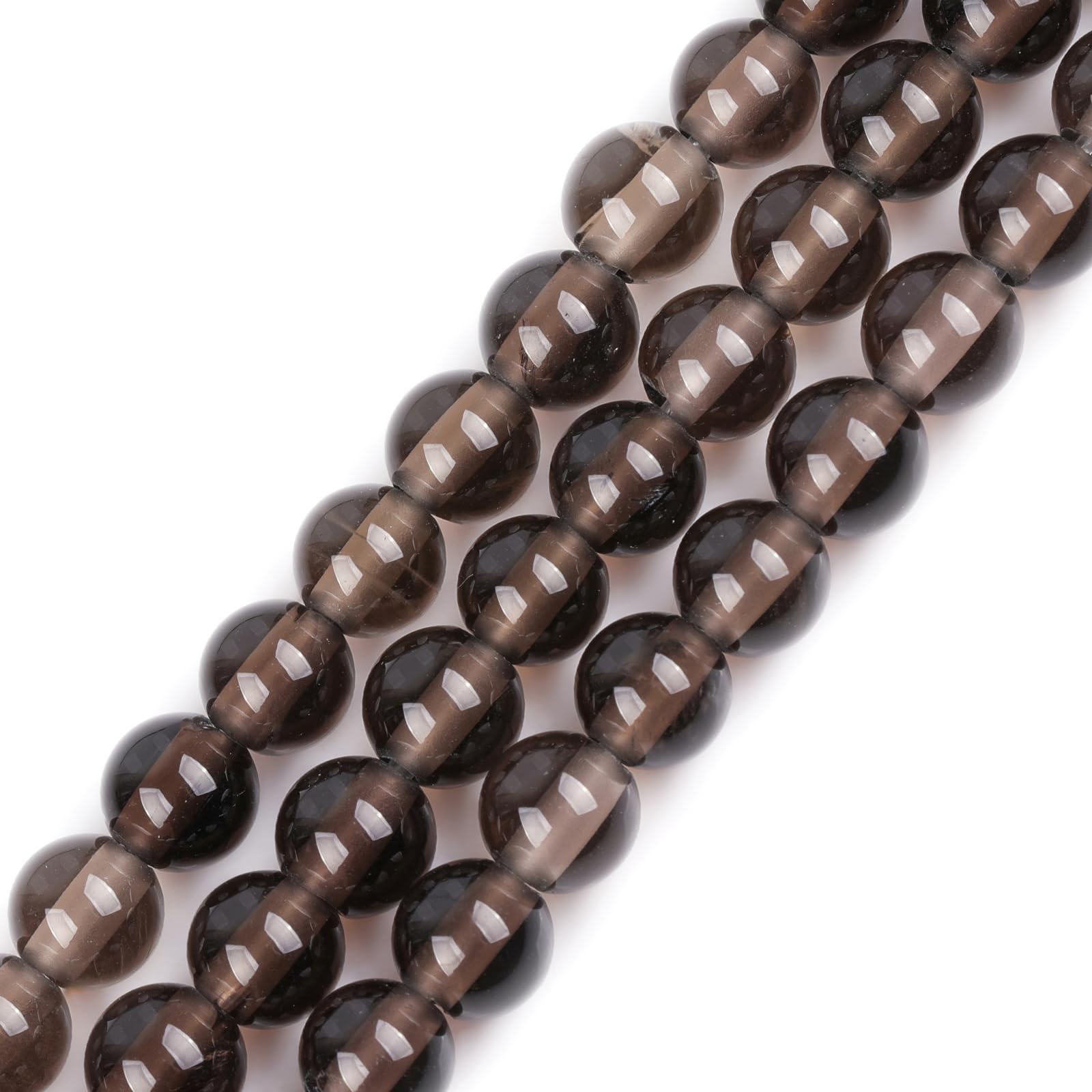 Natural Smoky Quartz Crystal Gemstone Semi Precious Round 8mm Loose Beads for Jewellery Making DIY Bracelet Necklace Crafts 15''