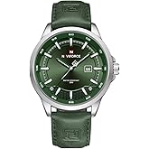 NAVIFORCE Mens Minimalist Waterproof Quartz Leather Strap Watches with Auto Date