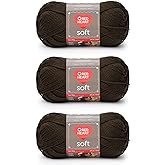 Red Heart Soft Chocolate Yarn - 3 Pack of 141g/5oz - Acrylic - 4 Medium (Worsted) - 256 Yards - Knitting/Crochet