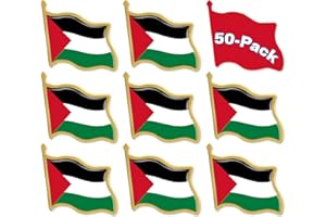 12/24/50/100 Pack Metal Palestine Flag Lapel Pins Bulk - Waving Palestinian Plaestine Badge Pins Bulk Patriotic Souvenir
