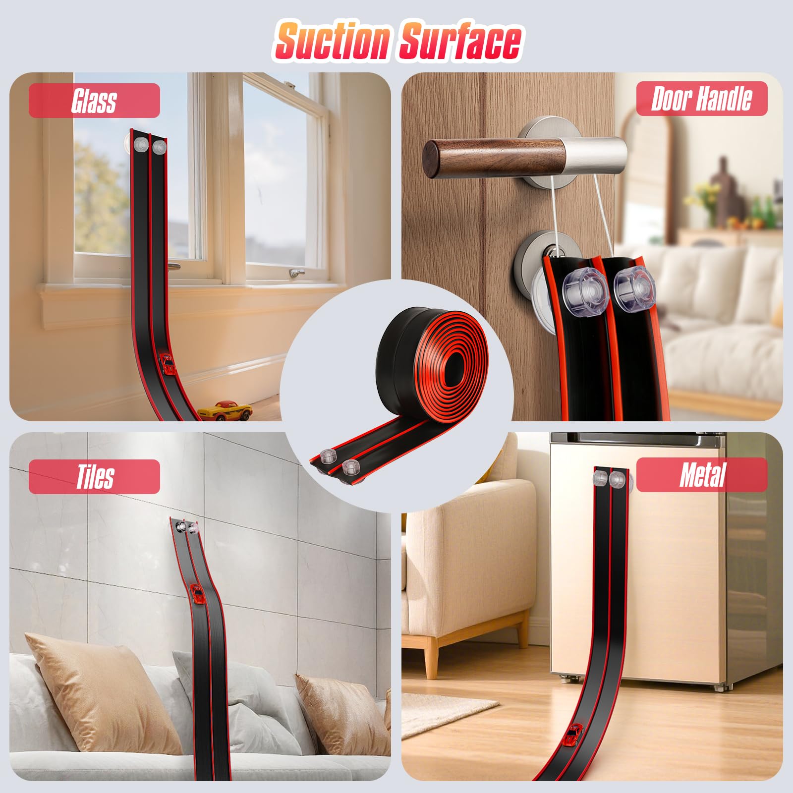 Flex Track 15 Ft Portable Flexible Race Car Track with Strong Suction Cups – Compatible with Hot Wheels & 1/64 Diecast Cars–Easy Storage, Indoor & Outdoor Play Flexible Car Tracks for Kids（Blue）