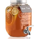1 Gallon Drink Dispenser with Spigot 18/8 Stainless Steel &ndash; Airtight &amp; Leakproof Glass Sun Tea Jar with Anti-Rust Lids, Beverage Dispenser for Parties - Laundry Detergent Holder