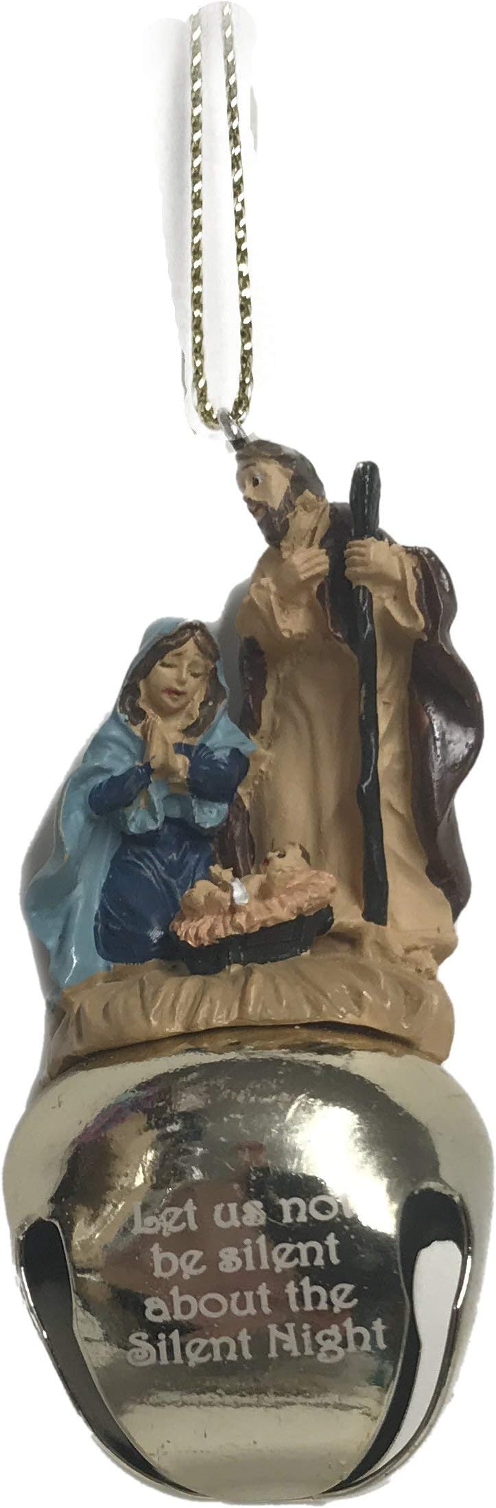 Christmas Let Us Not Be Silent About The Silent Night Bell with Holy Family - 2.5 inch Resin Ornament