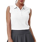 BUBBLELIME Women's UPF 50+ Golf Tennis Sleeveless Polo Shirts Polo Neck Quick Dry_White(1) M_BWST019
