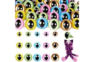 MUCUNNIA 80pcs 12-18mm Plastic Safety Eyes for Amigurumi Cat Eyes for Craft Safety Eyes for Crochet Doll Dragon Eyes for Stuffed Animals with Washers for DIY Crafts,Puppet Decorations(5 Colors)