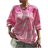GORGLITTER Women's Y2k Oversized Jersey Shirts Baggy Graphic Tees Number Football Custom Baseball Jersey Streetwear