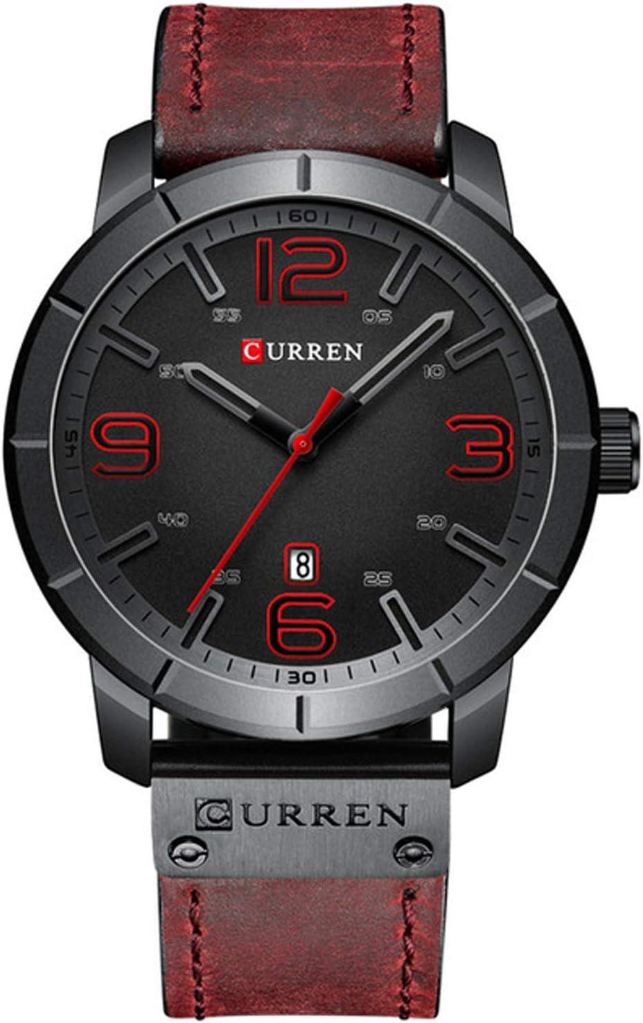 Men's Black Watches Luxury Sports Casual Quartz Wristwatches Waterproof Chronograph Calendar Date Leather Band