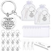 Yinkin 36 Pcs Employee Appreciation Gifts Thank You Coworker Keychain Gifts with Organza Bags and Thank You Cards (White)
