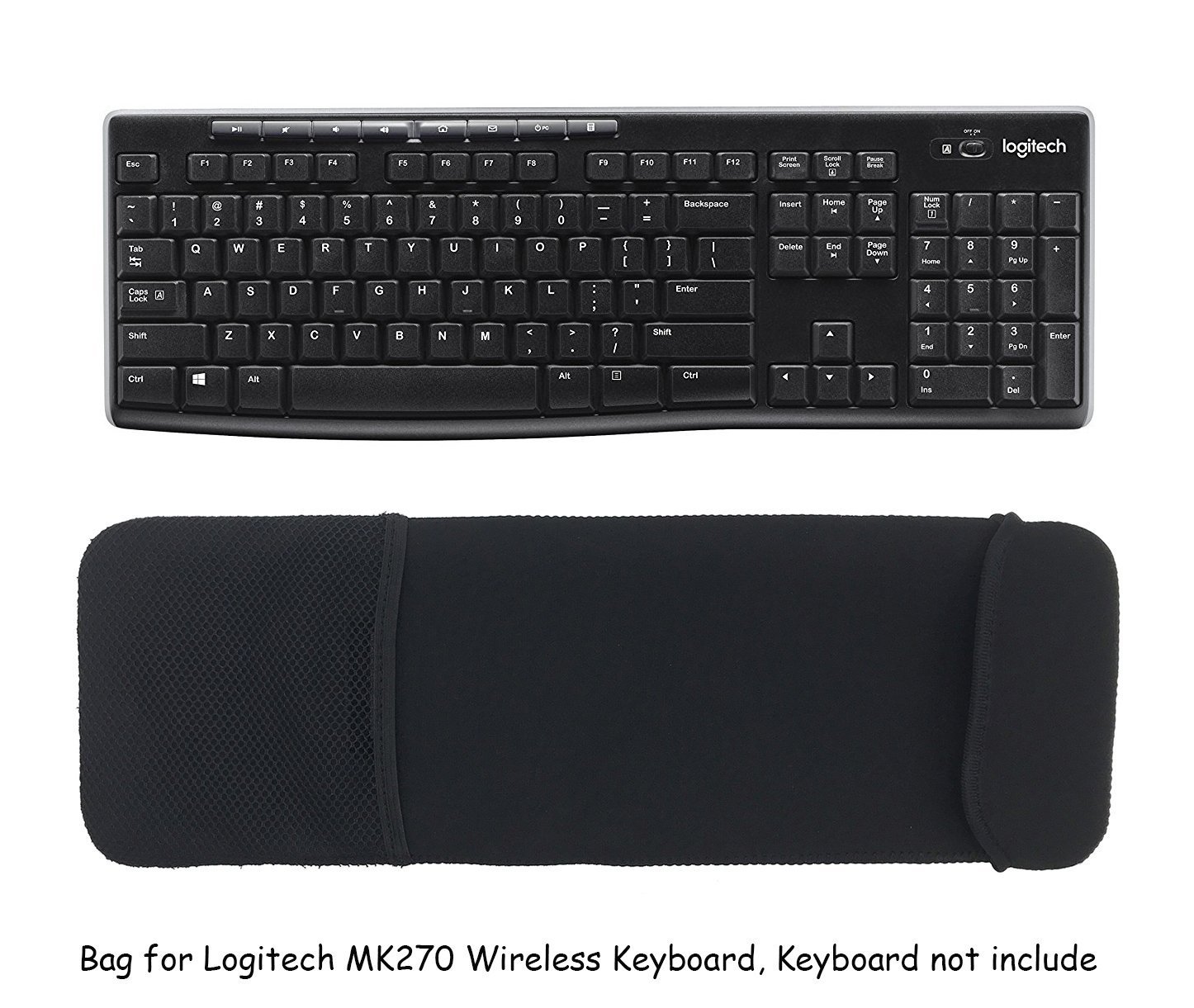 Wommty Neoprene Dust Cover Carrying Case Protector Sleeve Skins Bags with Mesh Pouch for Logitech MK270 Wireless Keyboard and Mouse Combo