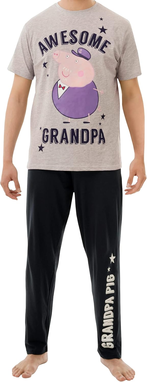 Buy Peppa Pig Mens Grandpa Pig Pajamas Size Small Grey at Amazon.in
