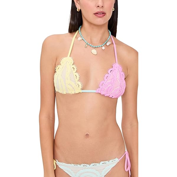 Amazon.com: PQ Swim Women's Embroidered Lettuce Edge Triangle
