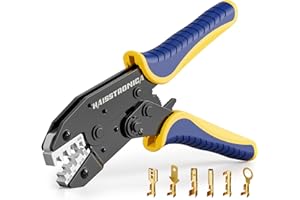 Haisstronica Crimping Tool for Non-Insulated Open Barrel Terminals Receptacles,AWG 20-10 Ratchet Wire Crimper Tool,Wire Termi