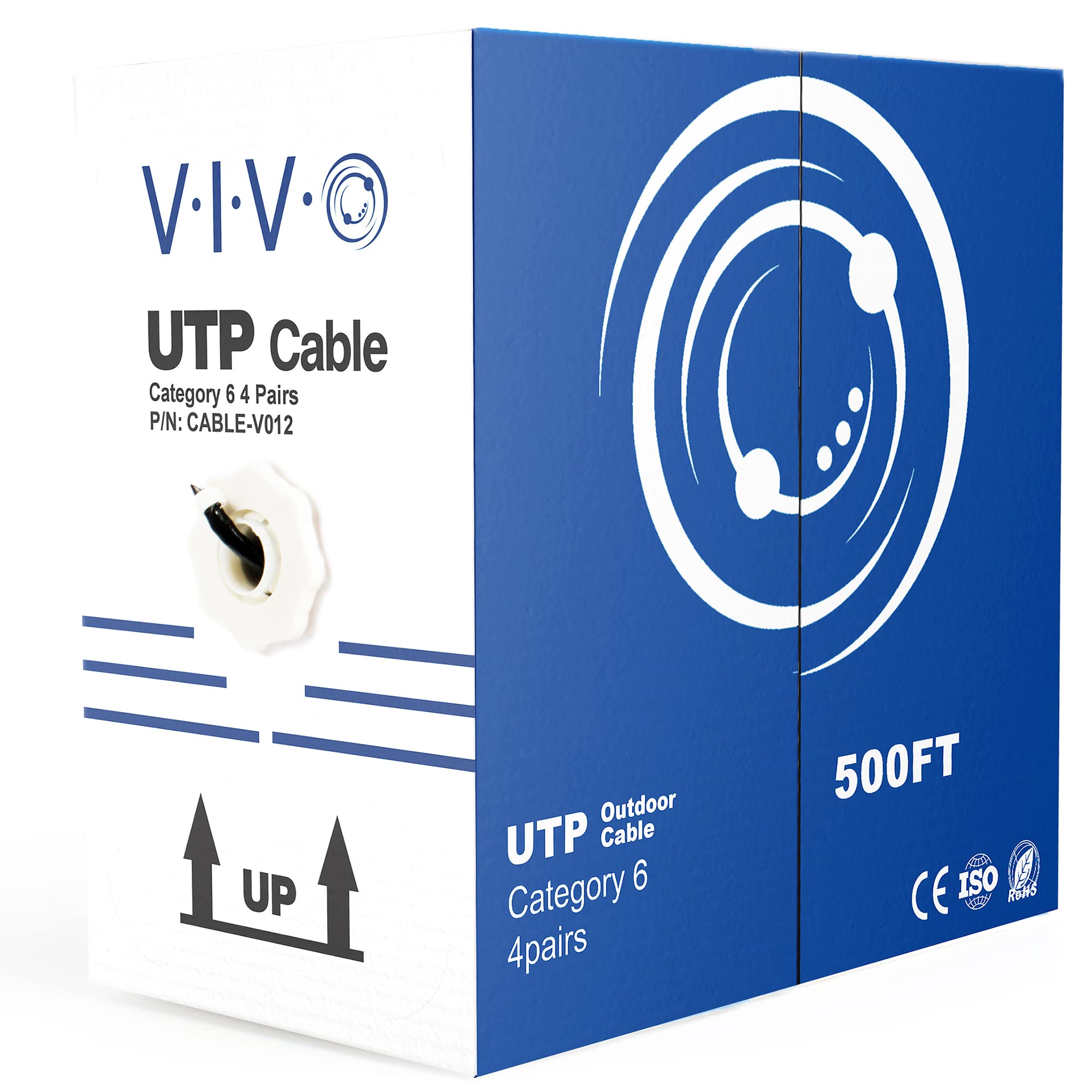 VIVO Black 500ft Bulk Cat6, CCA Ethernet Cable, 23
