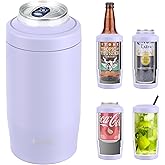 4-in-1 Skinny Can Cooler Double Wall Stainless Steel Insulated Can Holder,Can Coozie, Works With 12 Oz Slim Can,Standard Cans,Beer Bottles & As Pint Cups (Dusty Lavender)