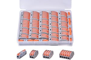 30PCS AVARBUVO Lever Wire Connectors, Quick Wire Splice Connectors Push-in, 2/3/5 Conductor Combination Kit with 1 in 1 Out Inline Terminals, 28-12 AWG