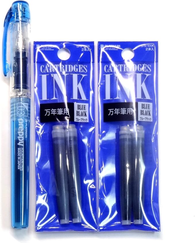 Platinum Refill Ink Cartridges Black SPN100A 2 Cartridges Fountain Pen Preppy Ink Refills