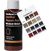 Furniture Clinic Leather Repair Paint | 2-in-1 Seal and Color | Use on Scratches, Tears, and Holes in Car Seats, Furniture | Quick and Easy Leather Repair Kit for Furniture (Medium Brown, 50ml/1.7oz)