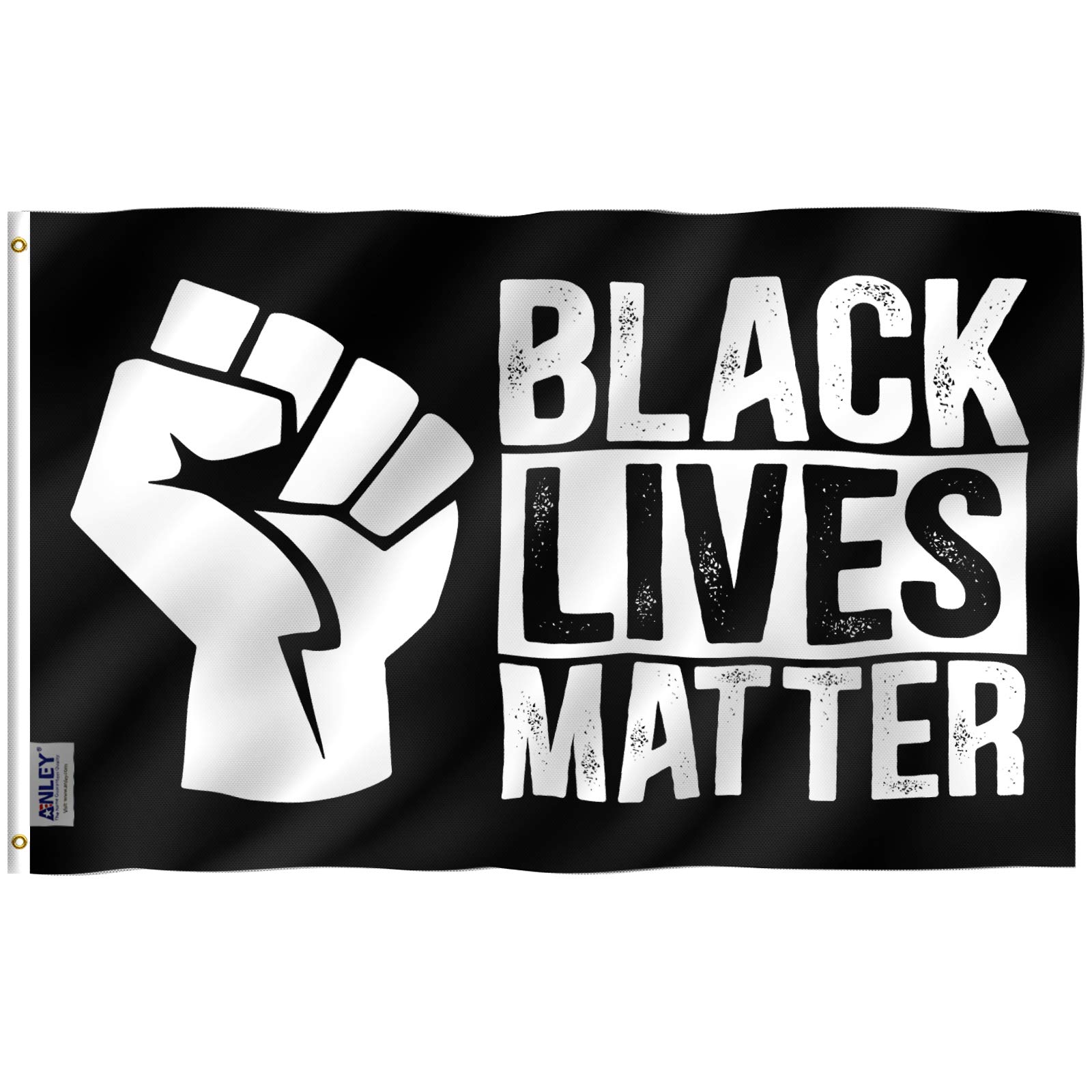 ANLEY Fly Breeze 3x5 Feet Black Lives Matter Fist Flag - Vivid Color and Fade Proof - Canvas Header and Double Stitched - BLM Flags Polyester with Brass Grommets 3 X 5 Ft