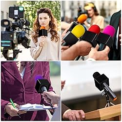 4 Pcs Microphone Flag Station ABS Interview Mic